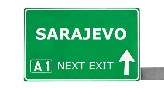 SARAJEVO road sign isolated on white